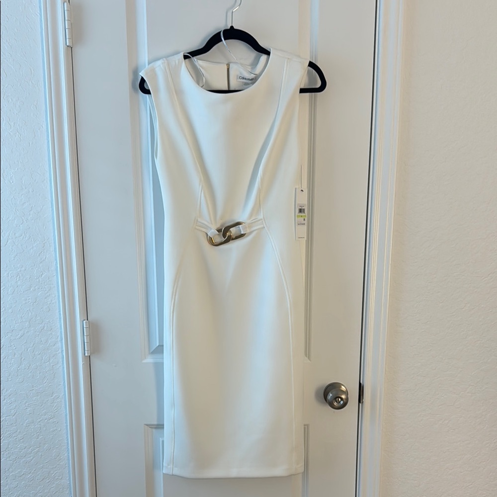 Calvin Klein White Sleeveless Dress